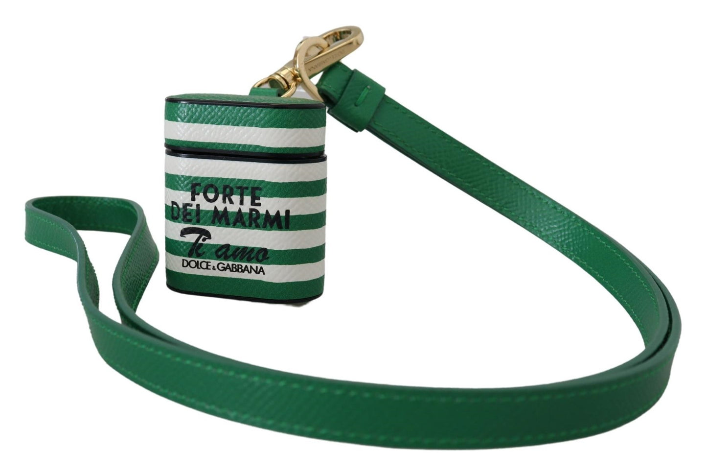 Étui élégant en cuir Dolce & Gabbana pour Airpods - Vert luxuriant