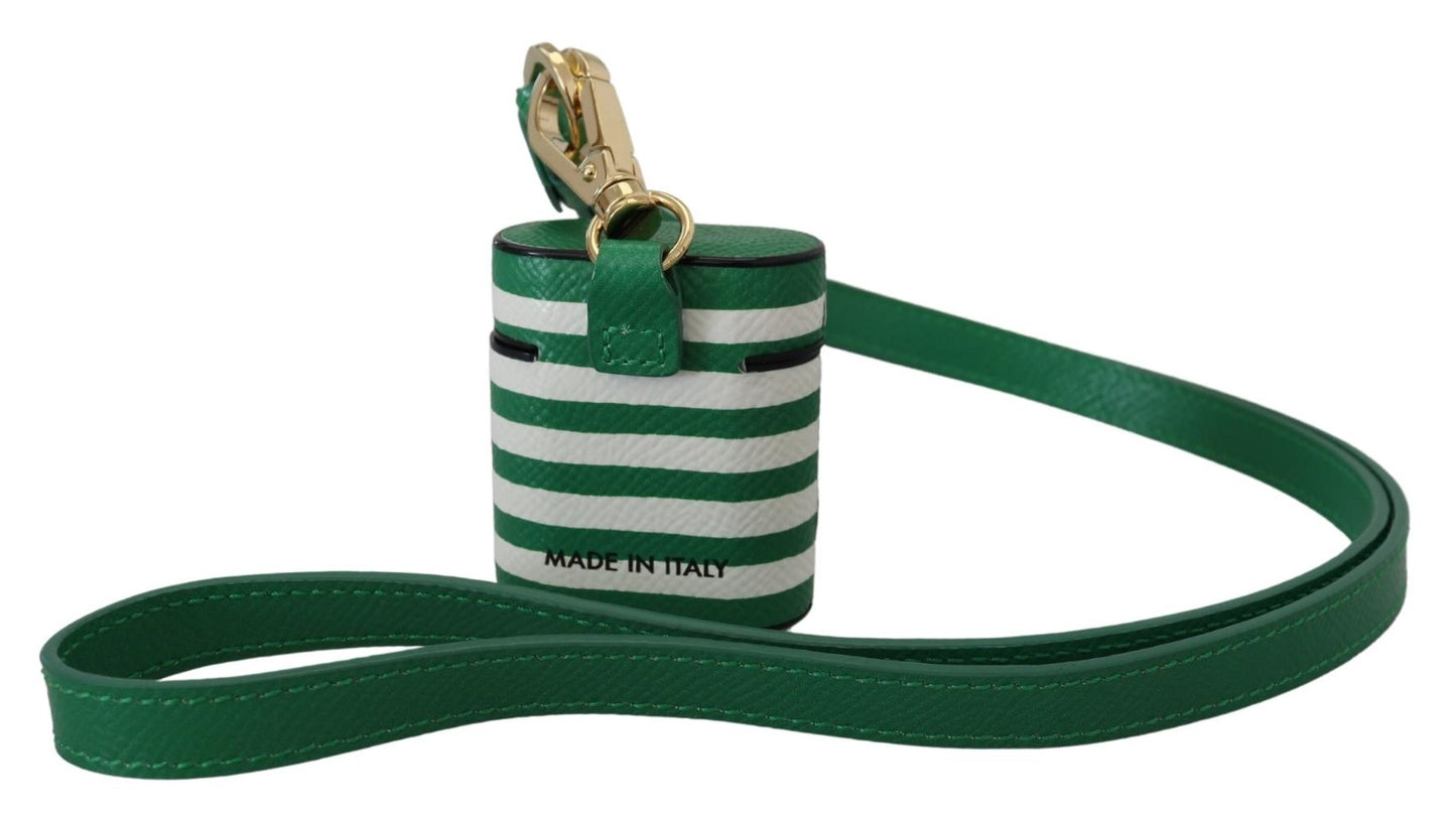 Étui élégant en cuir Dolce & Gabbana pour Airpods - Vert luxuriant