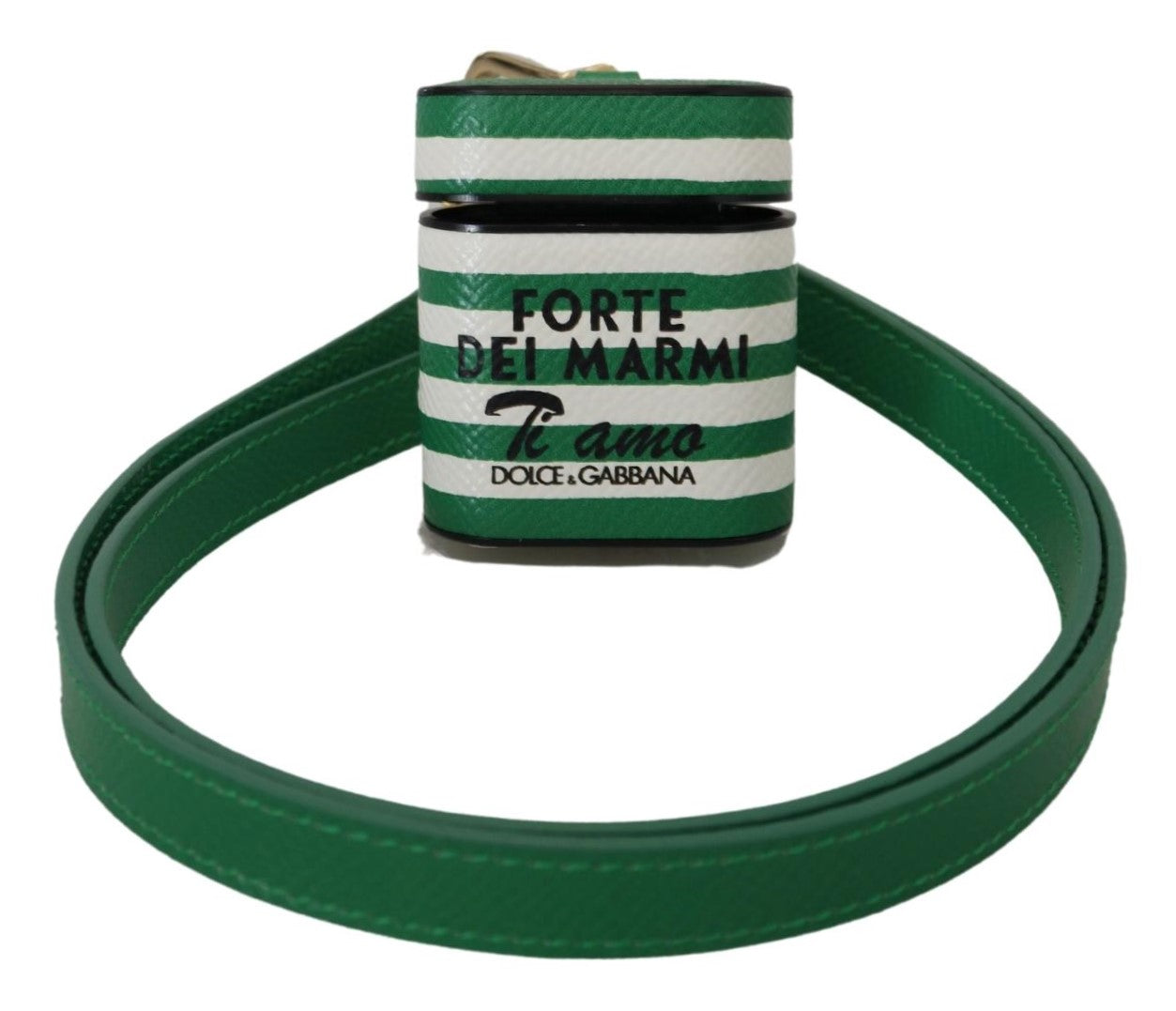 Étui élégant en cuir Dolce & Gabbana pour Airpods - Vert luxuriant