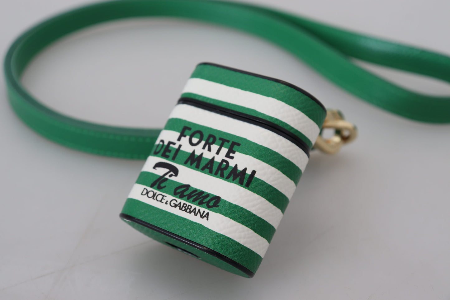 Étui élégant en cuir Dolce & Gabbana pour Airpods - Vert luxuriant