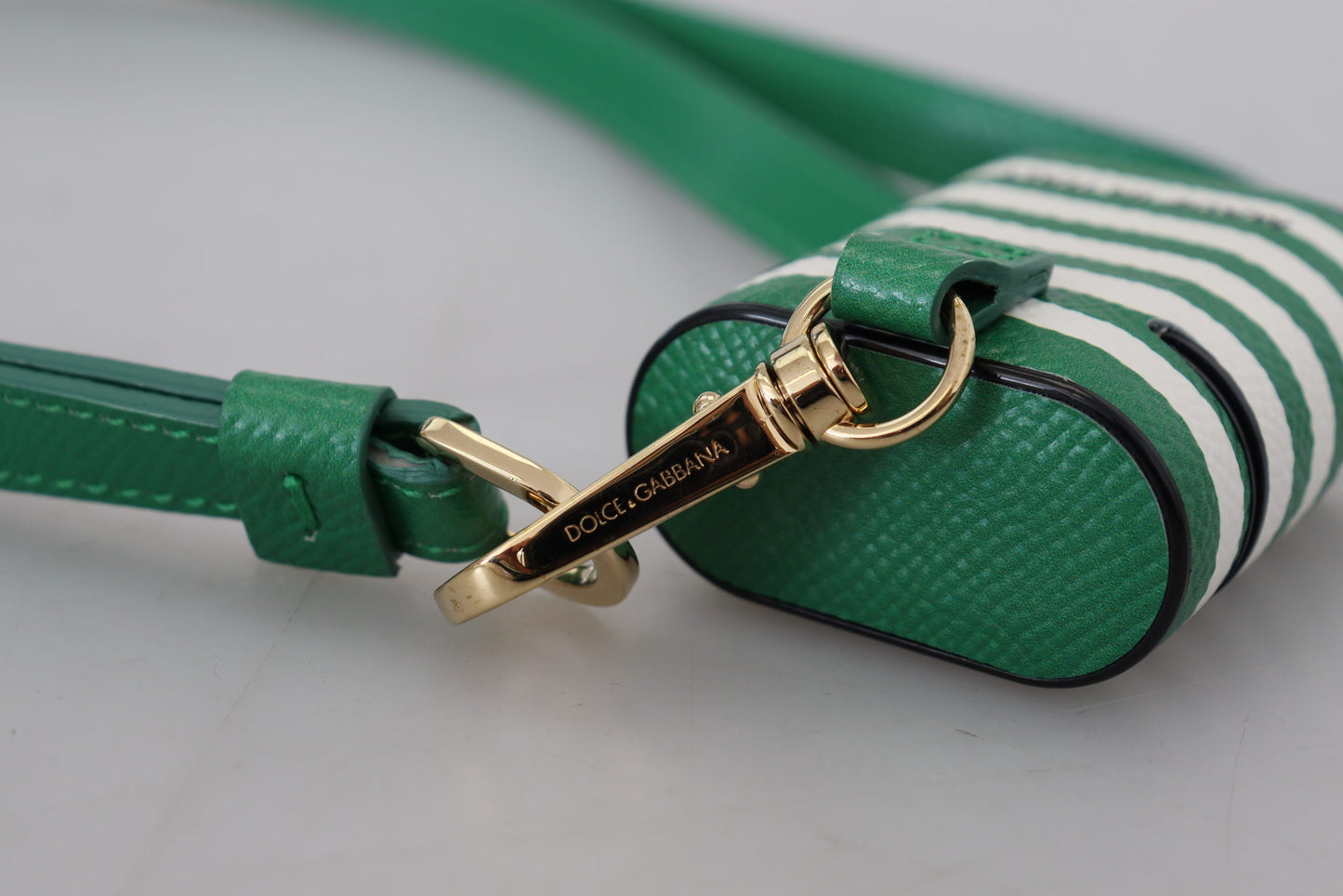 Étui élégant en cuir Dolce & Gabbana pour Airpods - Vert luxuriant