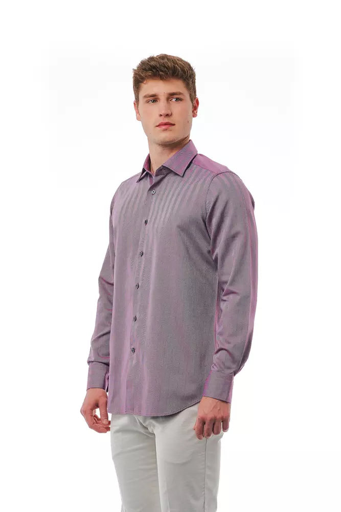Bagutta Burgundy Cotton Men Shirt by Bagutta