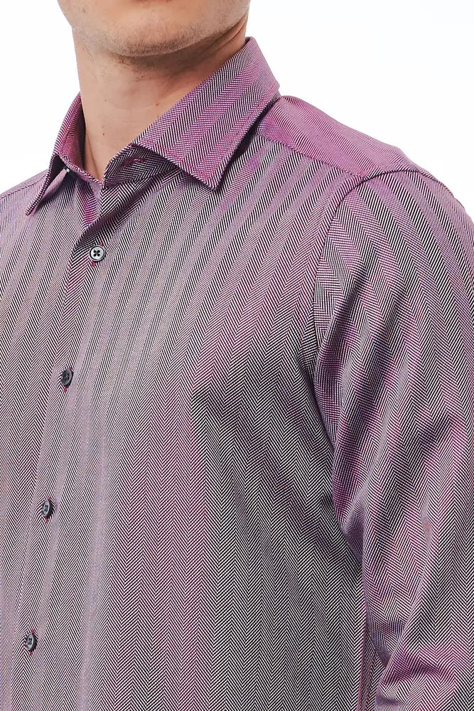 Bagutta Burgundy Cotton Men Shirt by Bagutta