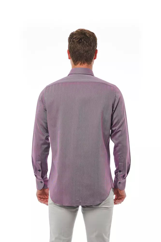 Bagutta Burgundy Cotton Men Shirt by Bagutta