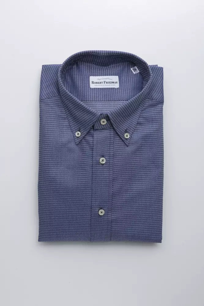 Robert Friedman Blue Cotton Men Shirt by Robert Friedman