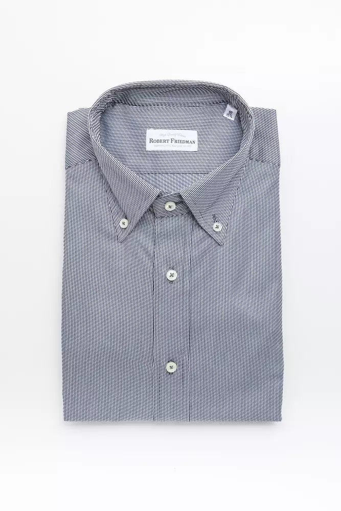 Robert Friedman Blue Cotton Men's Shirt by Robert Friedman