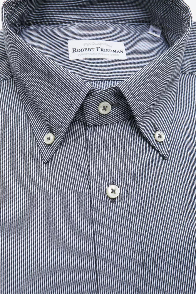 Robert Friedman Blue Cotton Men's Shirt by Robert Friedman