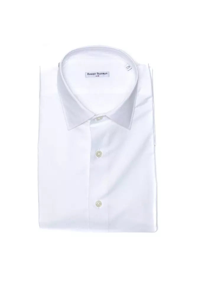 Robert Friedman White Cotton Men Shirt by Robert Friedman