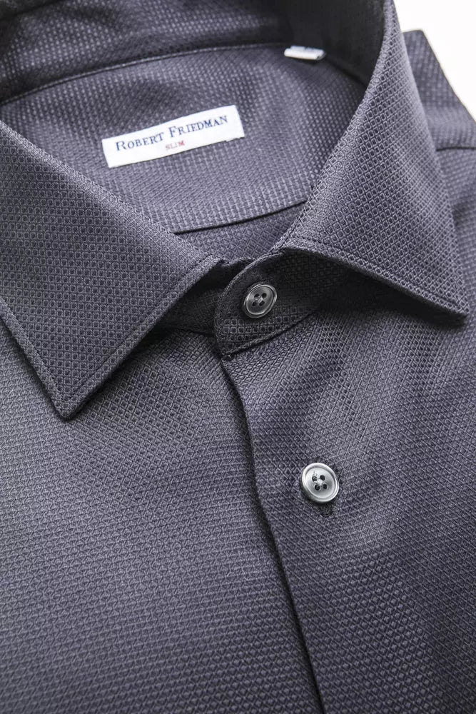 Robert Friedman Blue Cotton Men Shirt by Robert Friedman