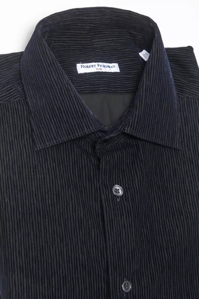 Robert Friedman Black Cotton Men Shirt by Robert Friedman