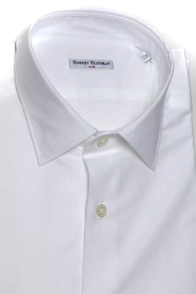 Robert Friedman White Cotton Men Shirt by Robert Friedman