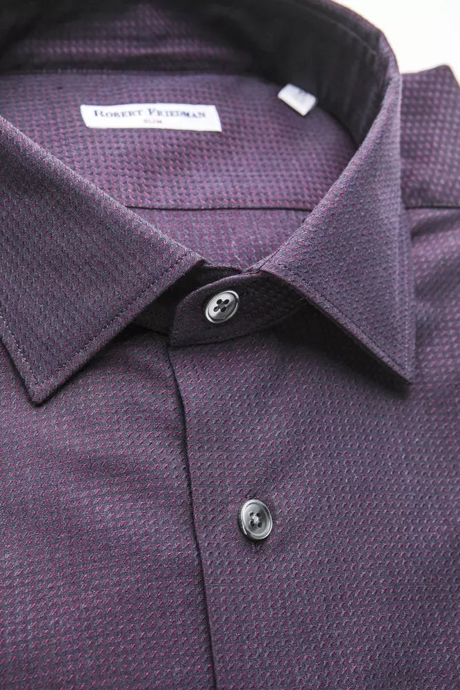 Robert Friedman Burgundy Cotton Men Shirt by Robert Friedman