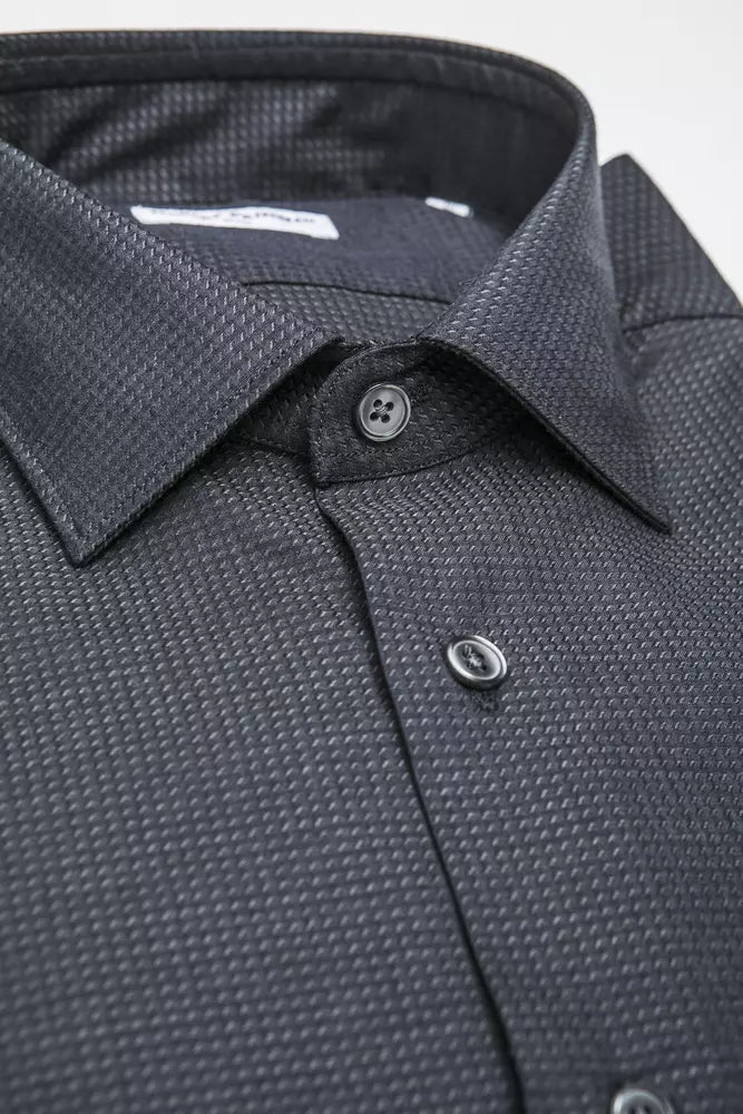 Robert Friedman Black Cotton Men Shirt by Robert Friedman