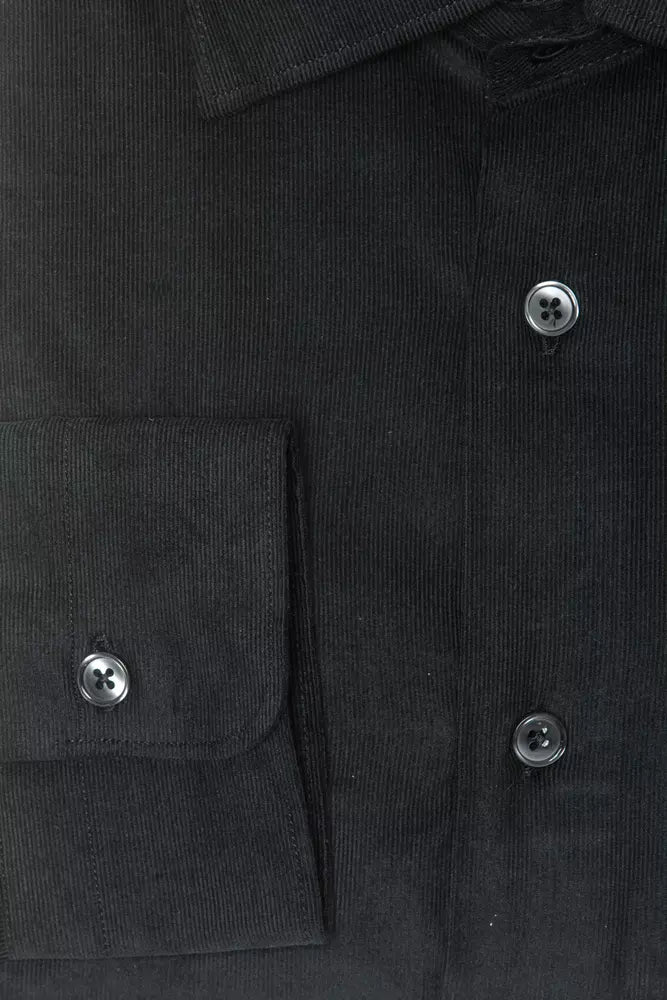 Robert Friedman Black Cotton Men Shirt by Robert Friedman
