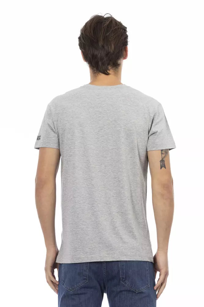 T-shirt col V Trussardi Action en coton gris pour homme