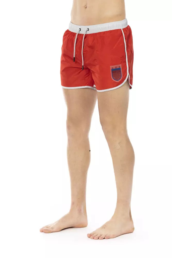 Short de bain Bikkembergs en polyester rouge pour homme