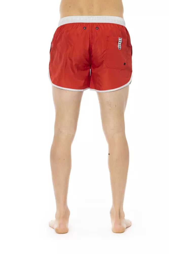 Short de bain Bikkembergs en polyester rouge pour homme