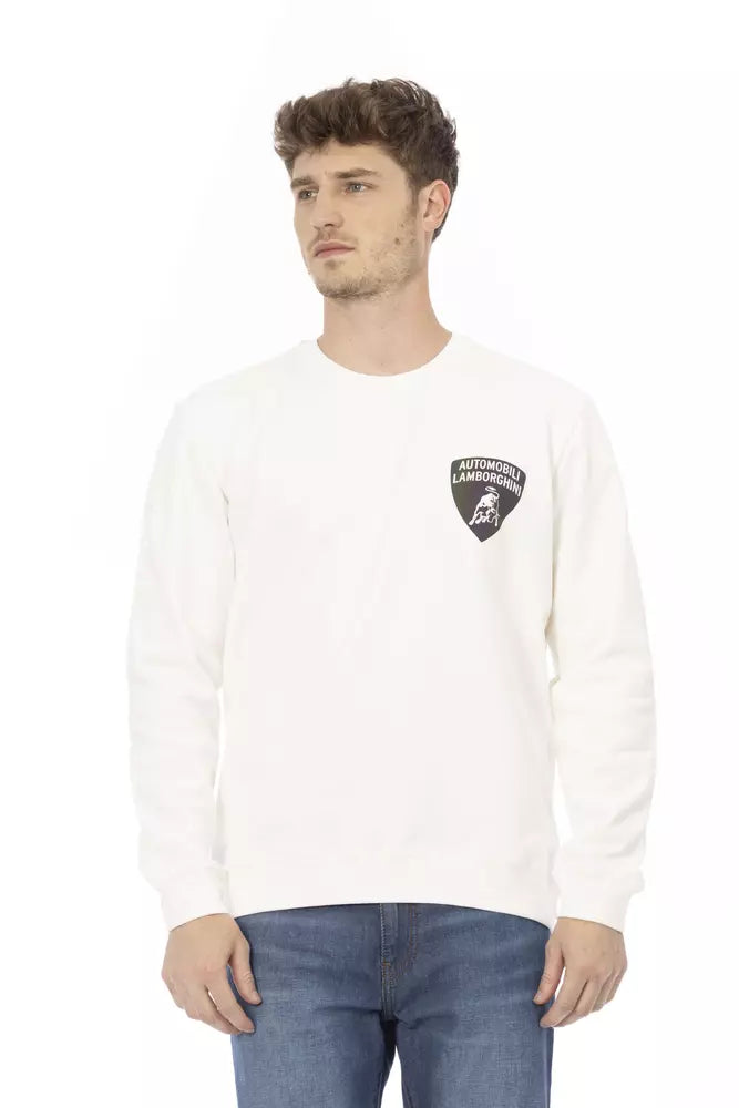 Automobili Lamborghini White Cotton Men's Sweater by Automobili Lamborghini