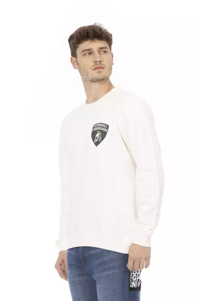 Automobili Lamborghini White Cotton Men's Sweater by Automobili Lamborghini