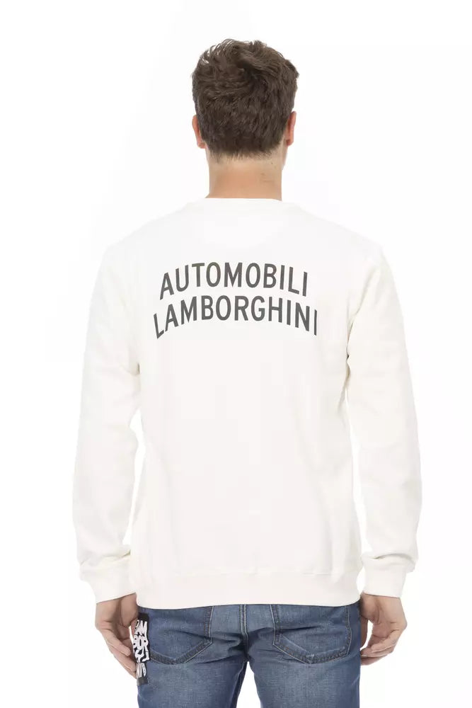 Automobili Lamborghini White Cotton Men's Sweater by Automobili Lamborghini