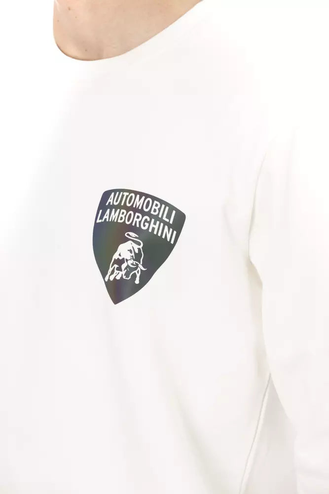 Automobili Lamborghini White Cotton Men's Sweater by Automobili Lamborghini