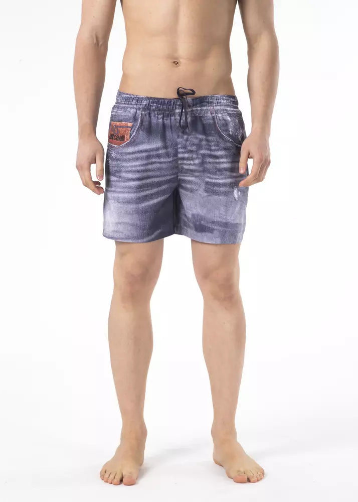 Short de bain Just Cavalli bleu en polyester pour homme