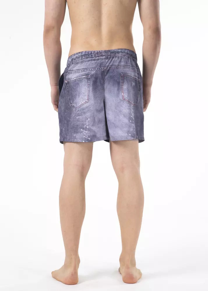 Short de bain Just Cavalli bleu en polyester pour homme