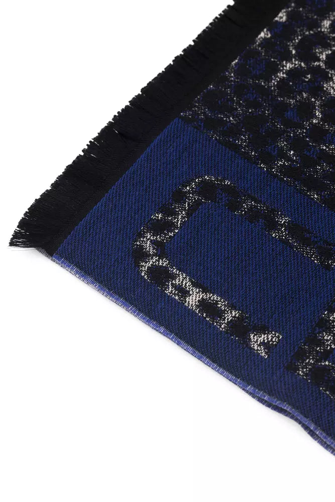 Écharpe Cavalli Class en laine bleue pour homme