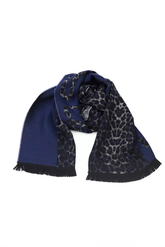 Écharpe Cavalli Class en laine bleue pour homme