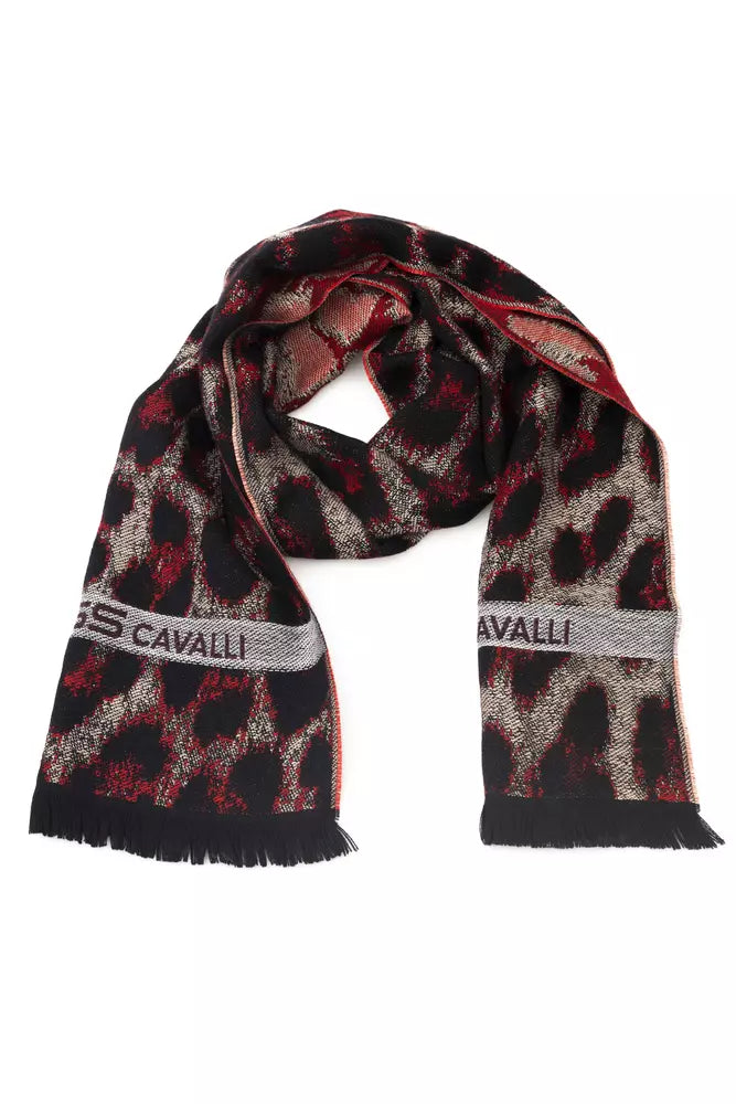 Écharpe Cavalli Class en laine bordeaux pour homme