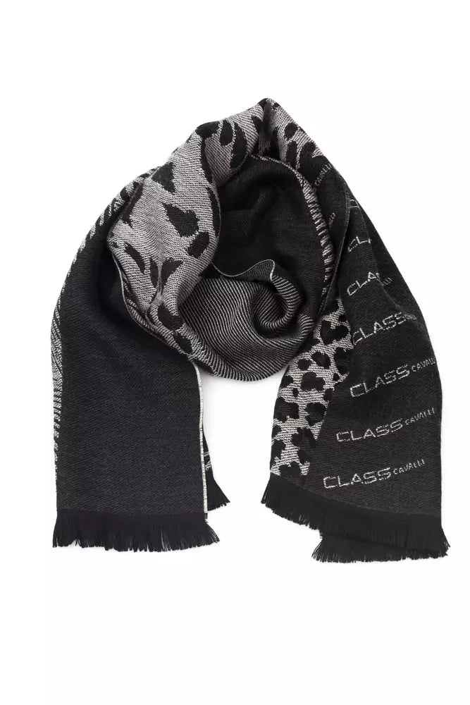 Écharpe Cavalli Class en laine noire pour homme