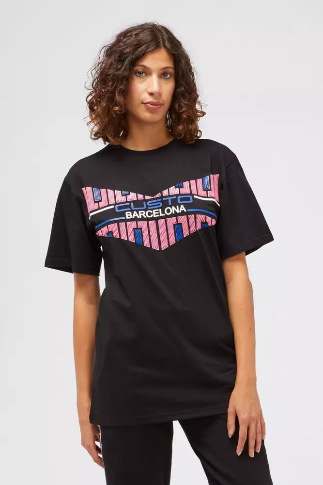 T-shirt femme en coton noir Custo Barcelona