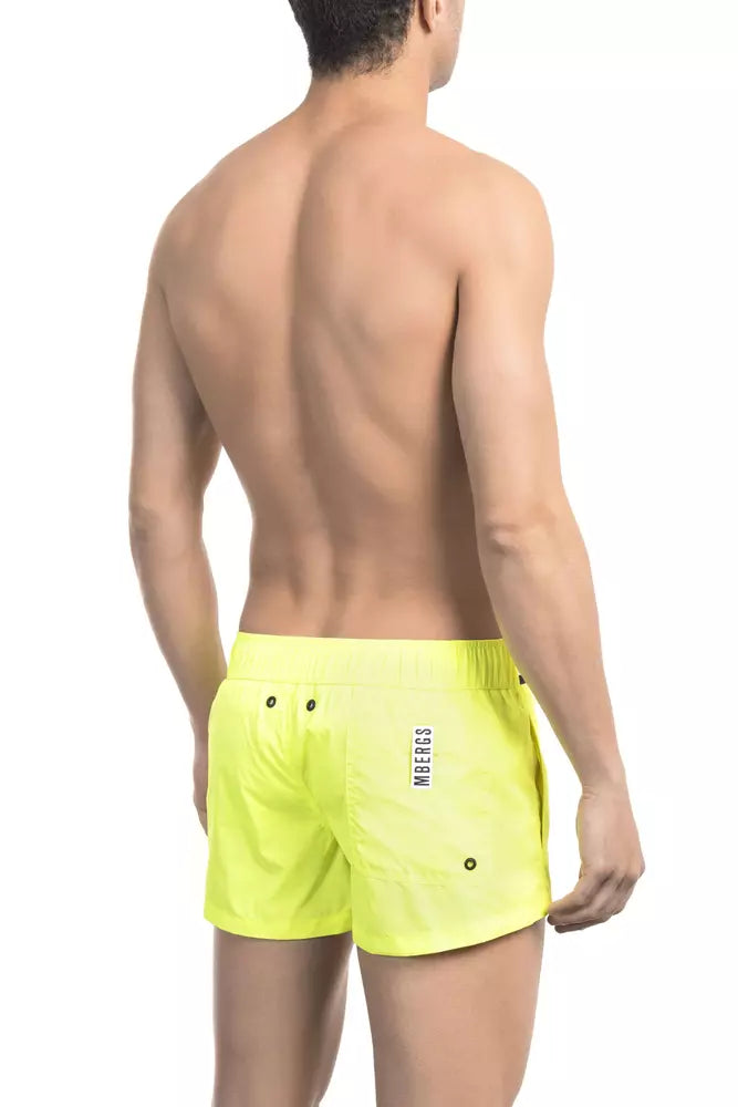 Short de bain Bikkembergs jaune en polyamide pour homme