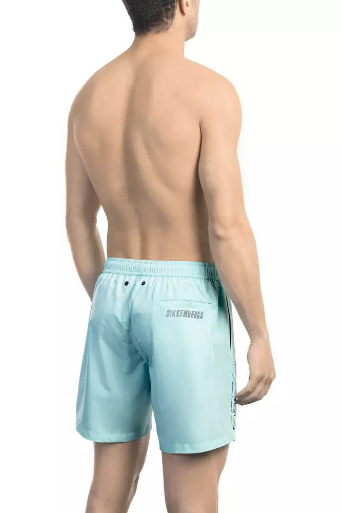 Short de bain homme Bikkembergs bleu clair en polyester