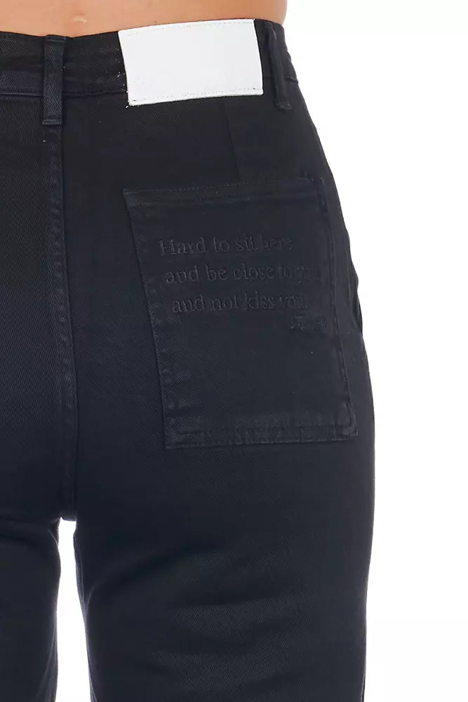 Frankie Morello Black Cotton Women Cropped Trouser by Frankie Morello