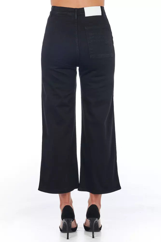 Frankie Morello Black Cotton Women Cropped Trouser by Frankie Morello