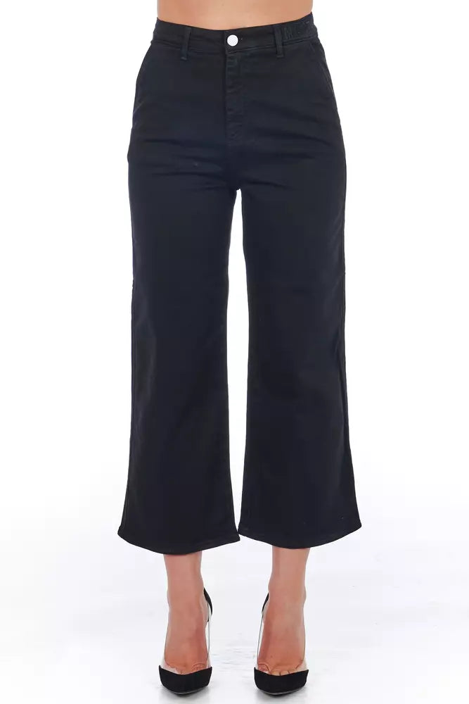Frankie Morello Black Cotton Women Cropped Trouser by Frankie Morello