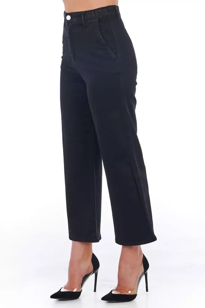 Frankie Morello Black Cotton Women Cropped Trouser by Frankie Morello