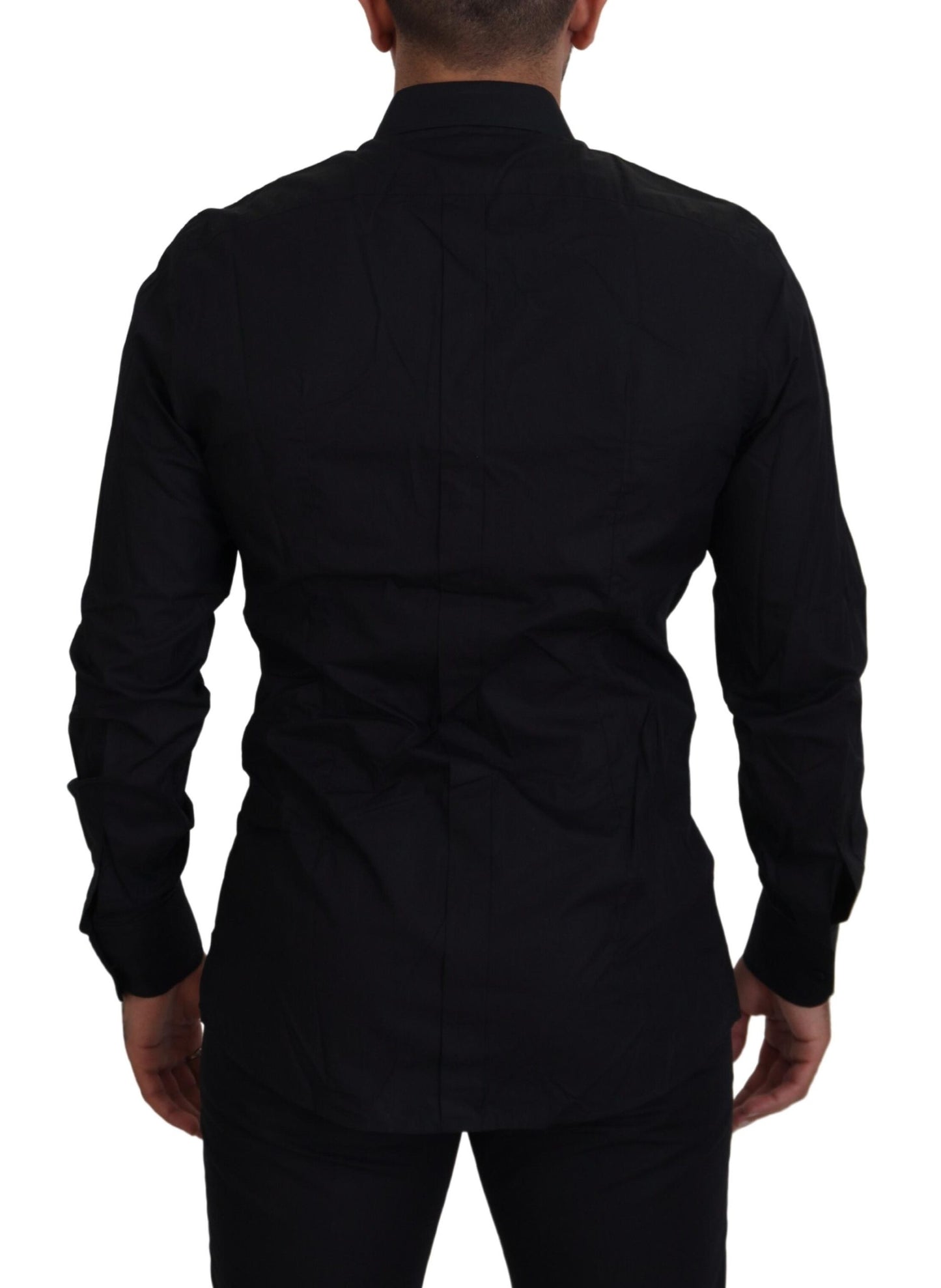 Dolce & Gabbana Black Gold Crown Slim Fit Dress Formal Shirt by Dolce & Gabbana