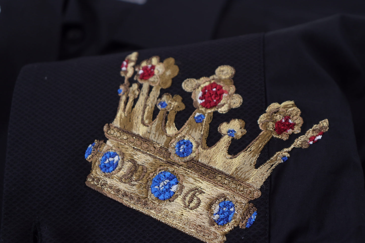 Dolce & Gabbana Black Gold Crown Slim Fit Dress Formal Shirt by Dolce & Gabbana