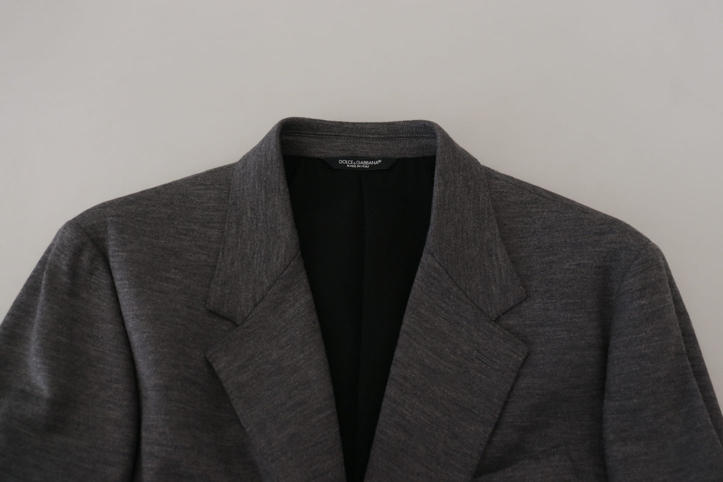 Blazer élégant en laine grise Dolce & Gabbana avec broderie couronne d'abeilles