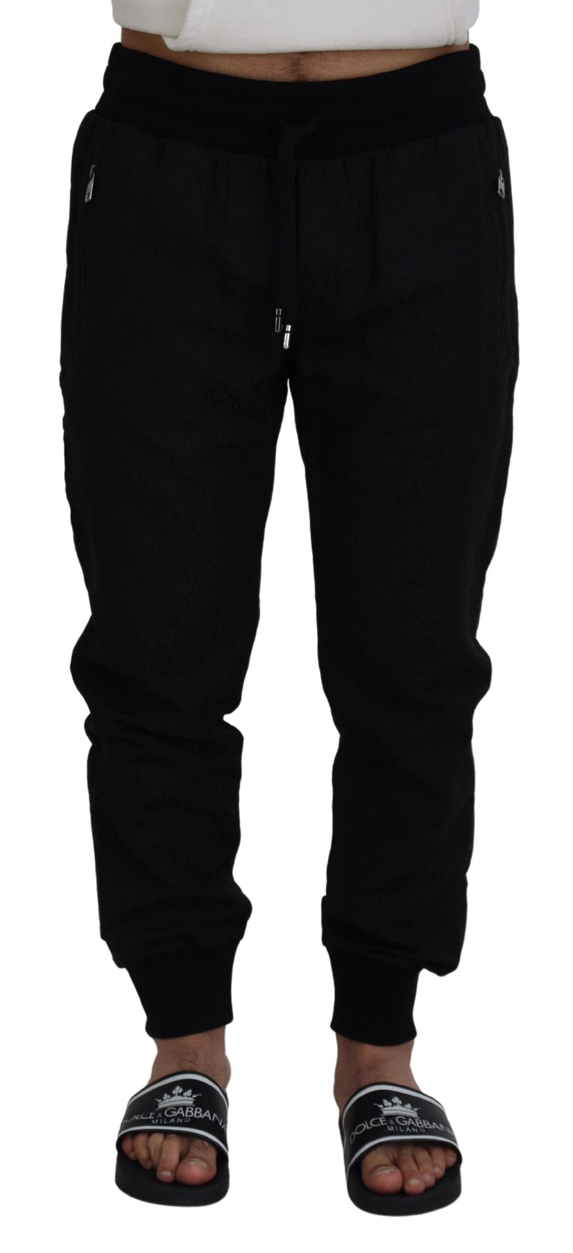 Pantalon de jogging noir élégant Dolce & Gabbana pour l'homme moderne