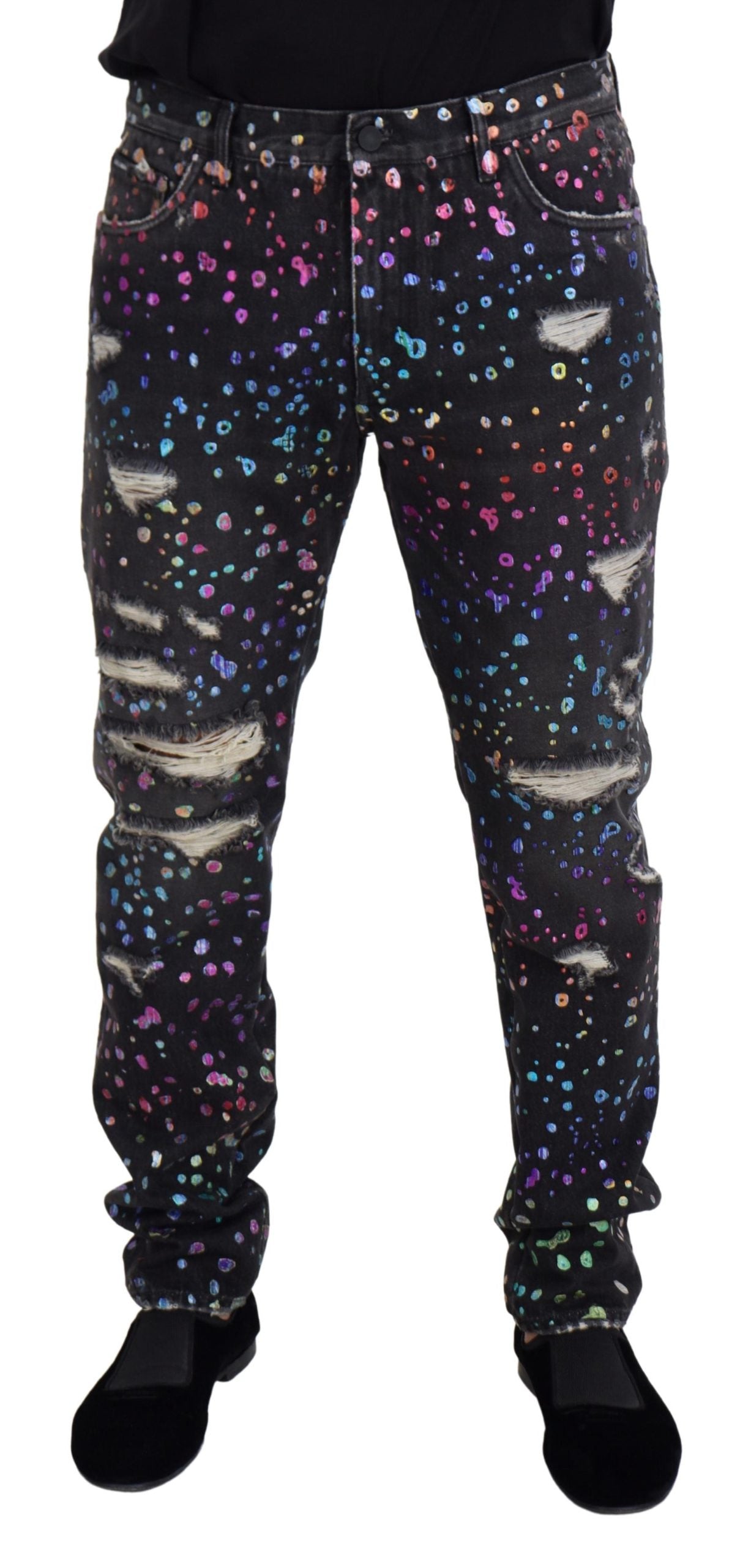 Pantalon en denim imprimé multicolore élégant Dolce & Gabbana