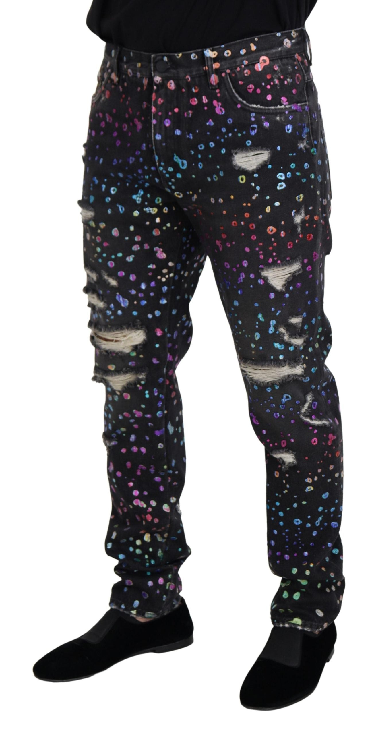 Pantalon en denim imprimé multicolore élégant Dolce & Gabbana