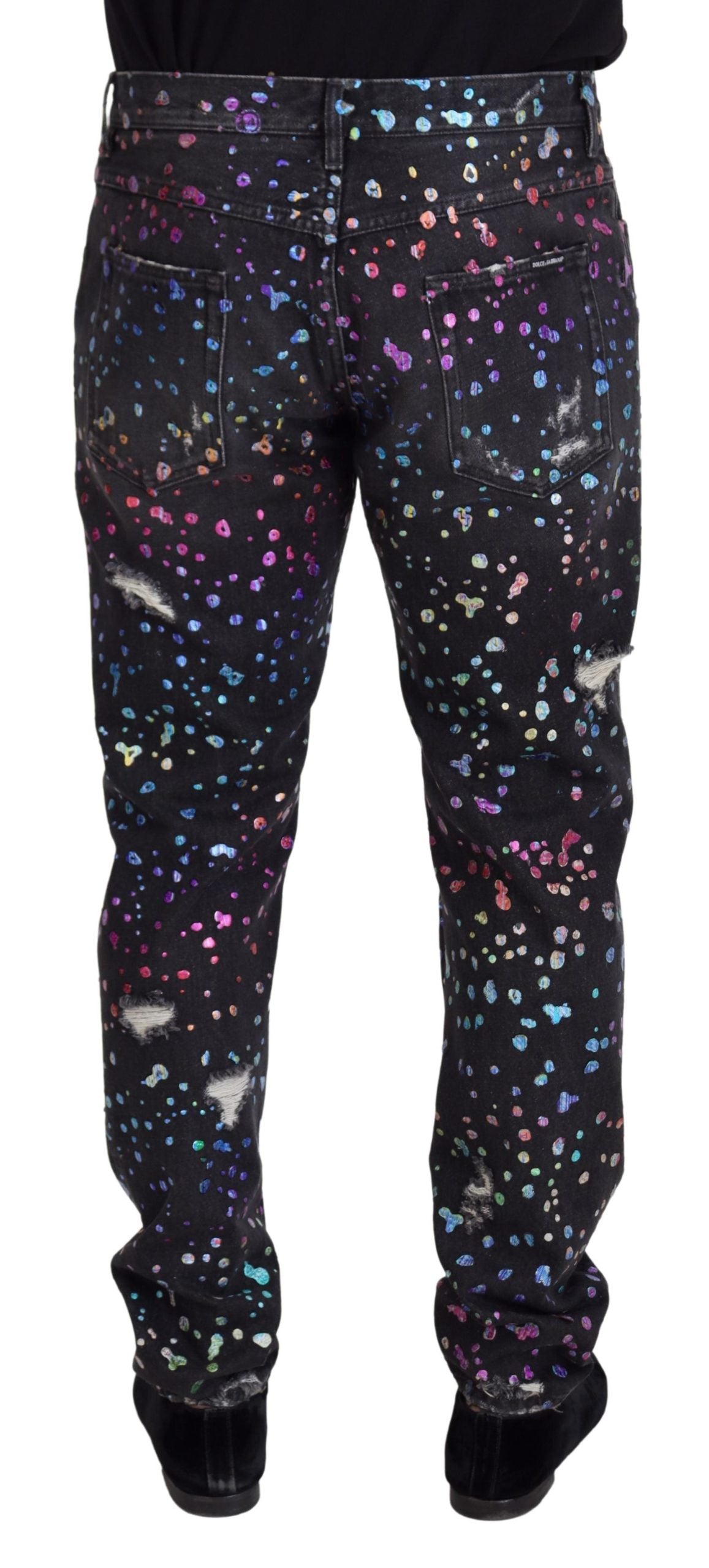 Pantalon en denim imprimé multicolore élégant Dolce & Gabbana