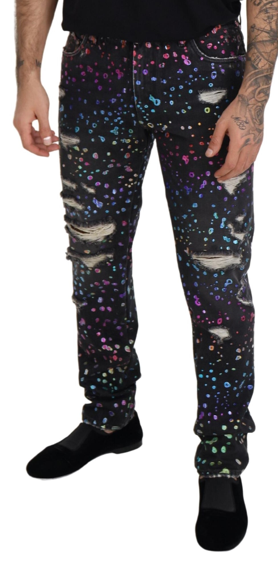 Pantalon en denim imprimé multicolore élégant Dolce & Gabbana