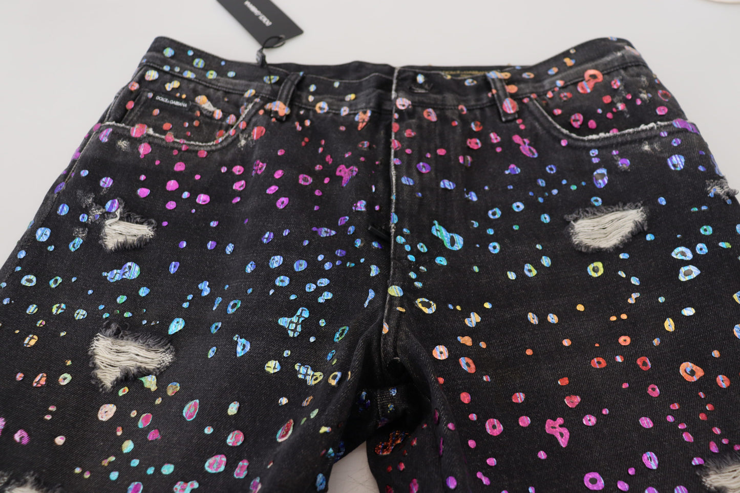 Pantalon en denim imprimé multicolore élégant Dolce & Gabbana