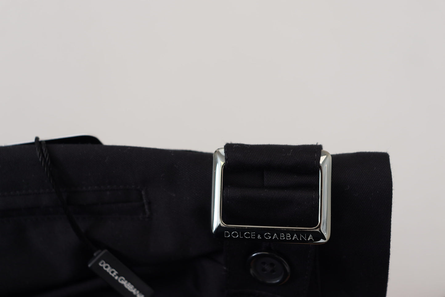 Pantalon de créateur italien noir élégant Dolce & Gabbana avec boucle latérale