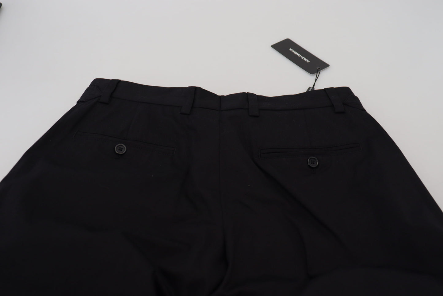Pantalon de créateur italien noir élégant Dolce & Gabbana avec boucle latérale