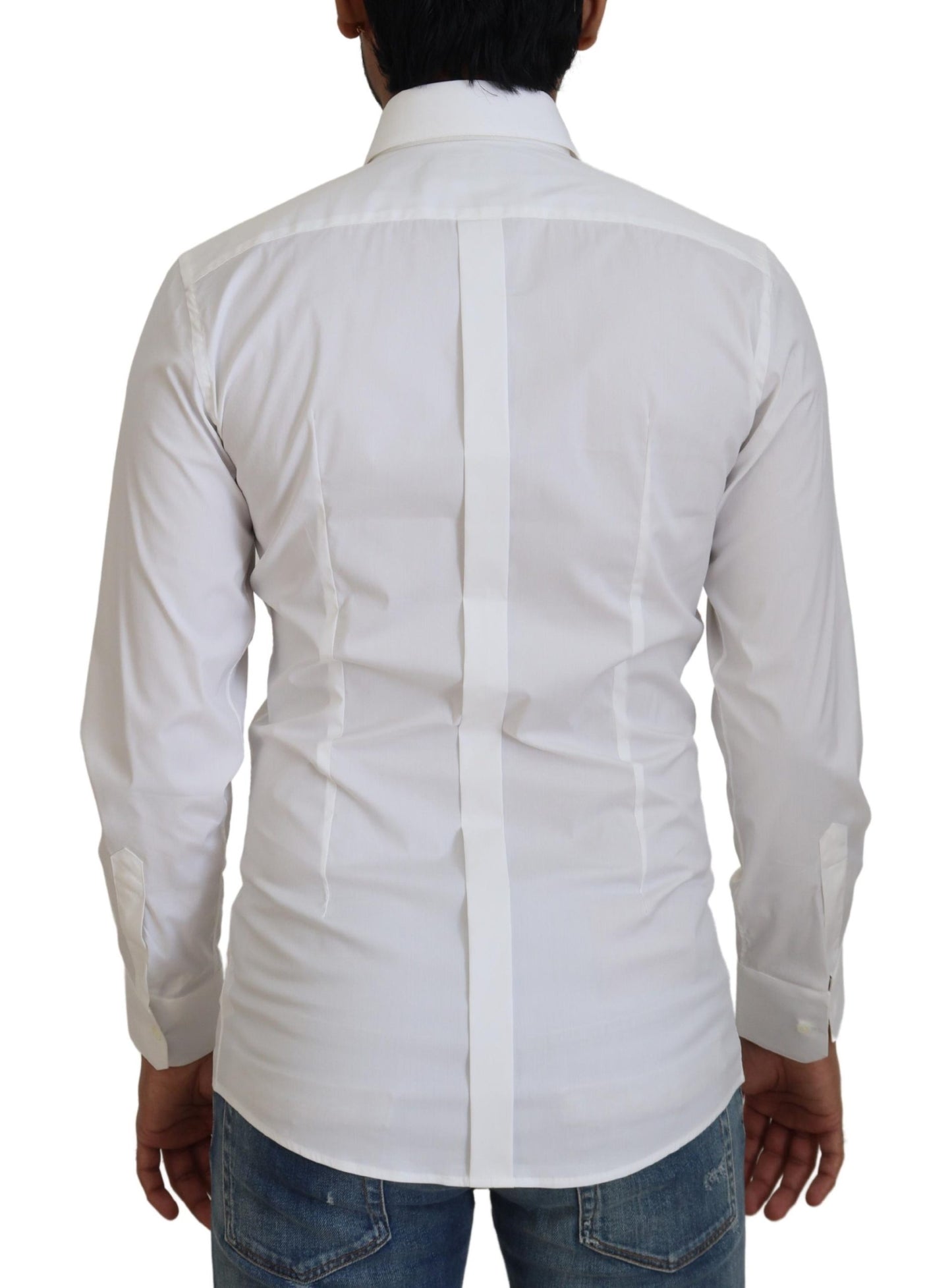 Dolce & Gabbana White Cotton Slim Fit Formal Dress GOLD Shirt by Dolce & Gabbana